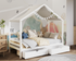 Little Nest White Kids Storage 2 Drawer Single Canopy Bed